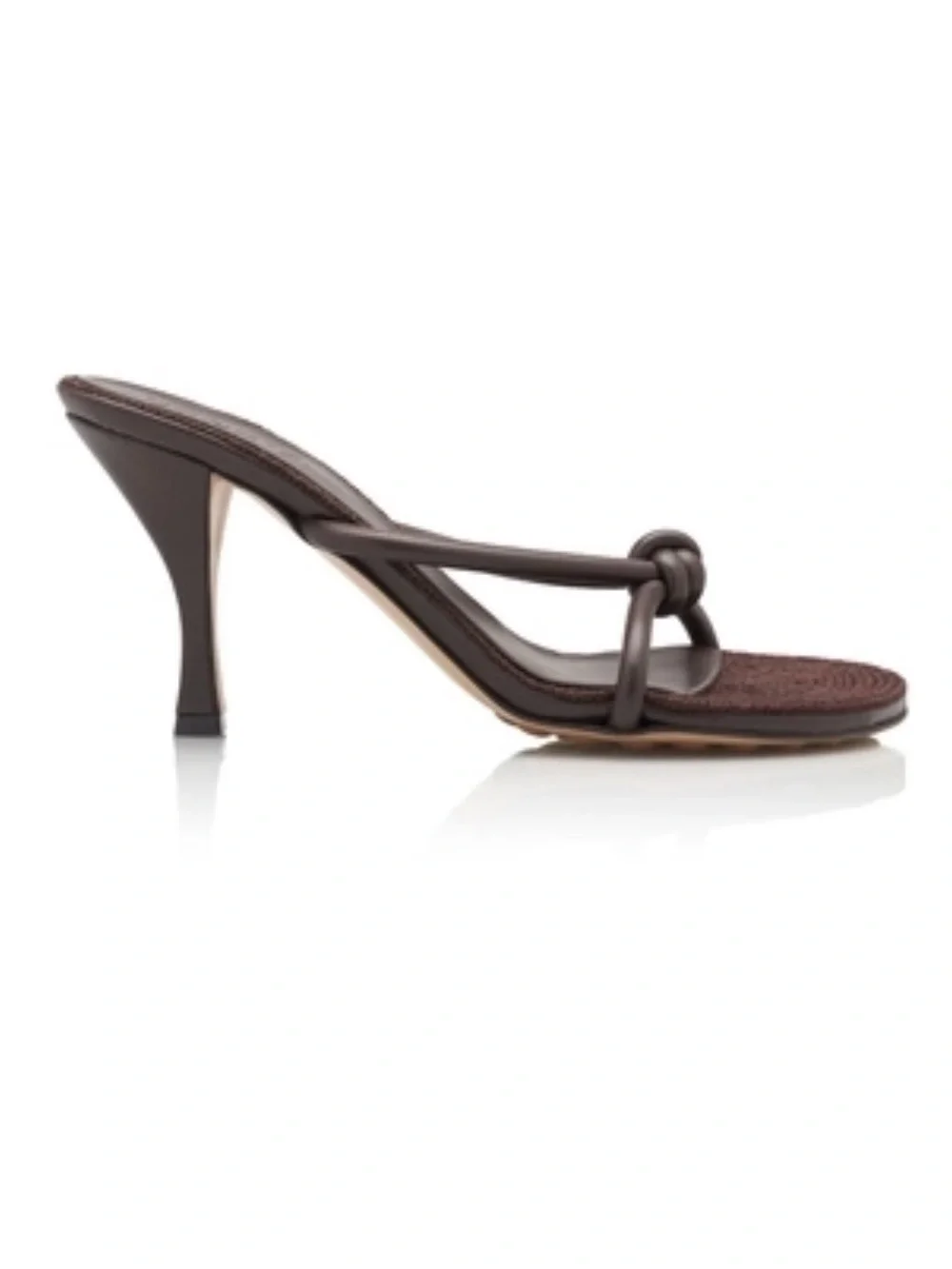 NWB Bottega Veneta Blink Jute-Trimmed Leather Brown Sandals ~ Size 37.5 / 7.5 US - Picture 7 of 13
